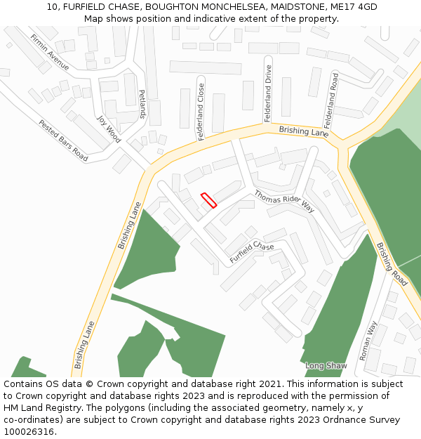 10, FURFIELD CHASE, BOUGHTON MONCHELSEA, MAIDSTONE, ME17 4GD: Location map and indicative extent of plot