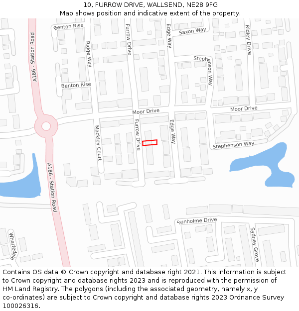 10, FURROW DRIVE, WALLSEND, NE28 9FG: Location map and indicative extent of plot