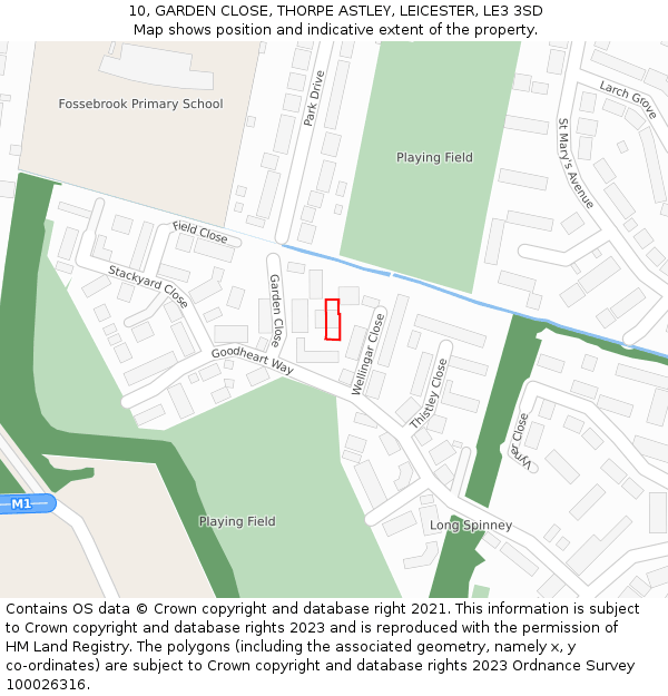 10, GARDEN CLOSE, THORPE ASTLEY, LEICESTER, LE3 3SD: Location map and indicative extent of plot