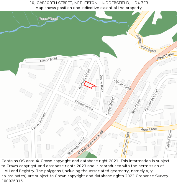 10, GARFORTH STREET, NETHERTON, HUDDERSFIELD, HD4 7ER: Location map and indicative extent of plot