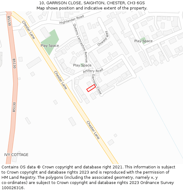 10, GARRISON CLOSE, SAIGHTON, CHESTER, CH3 6GS: Location map and indicative extent of plot