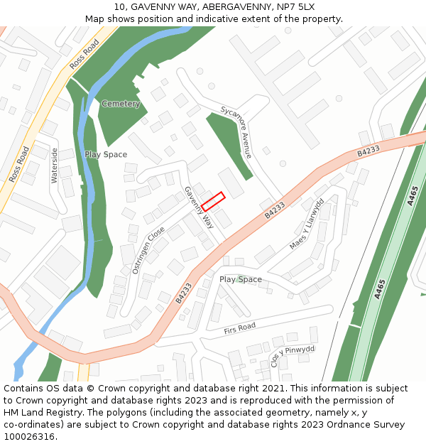 10, GAVENNY WAY, ABERGAVENNY, NP7 5LX: Location map and indicative extent of plot