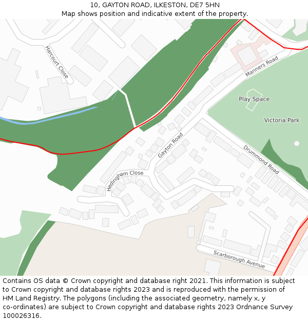 10, GAYTON ROAD, ILKESTON, DE7 5HN: Location map and indicative extent of plot