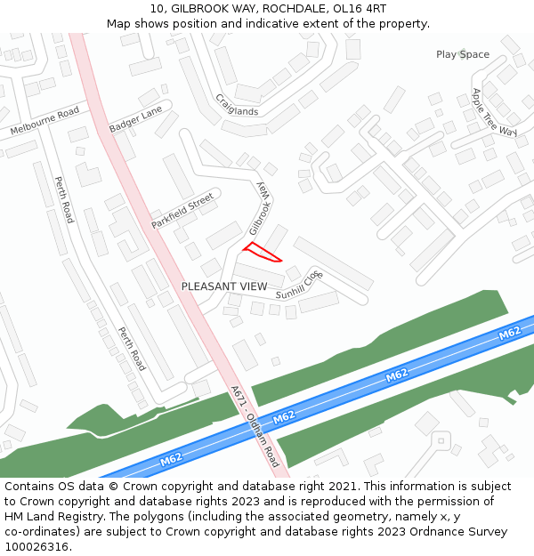 10, GILBROOK WAY, ROCHDALE, OL16 4RT: Location map and indicative extent of plot