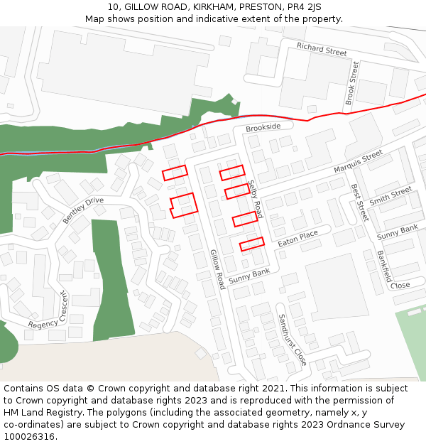 10, GILLOW ROAD, KIRKHAM, PRESTON, PR4 2JS: Location map and indicative extent of plot