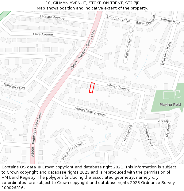 10, GILMAN AVENUE, STOKE-ON-TRENT, ST2 7JP: Location map and indicative extent of plot