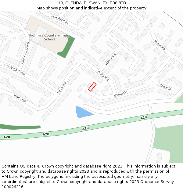 10, GLENDALE, SWANLEY, BR8 8TB: Location map and indicative extent of plot