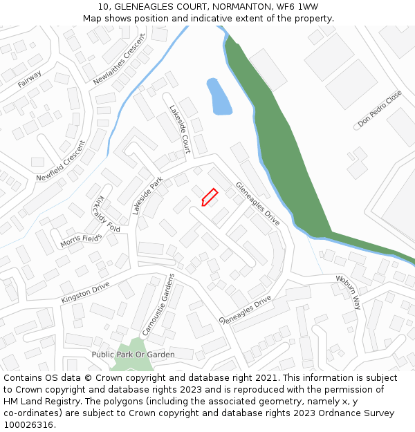 10, GLENEAGLES COURT, NORMANTON, WF6 1WW: Location map and indicative extent of plot