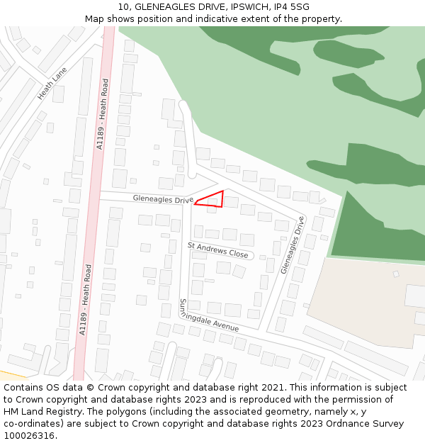 10, GLENEAGLES DRIVE, IPSWICH, IP4 5SG: Location map and indicative extent of plot
