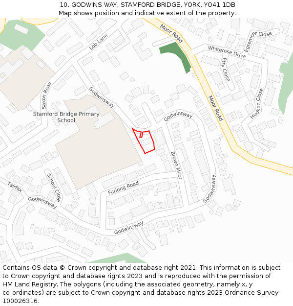 10, GODWINS WAY, STAMFORD BRIDGE, YORK, YO41 1DB: Location map and indicative extent of plot