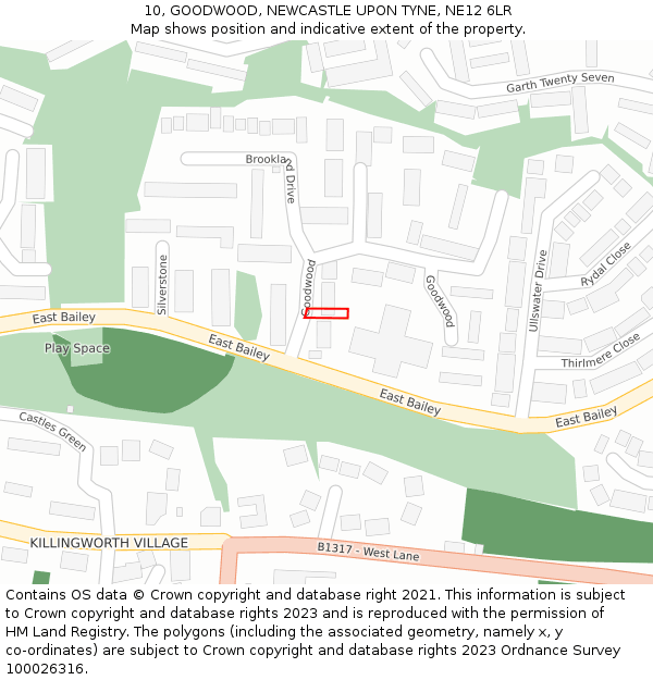 10, GOODWOOD, NEWCASTLE UPON TYNE, NE12 6LR: Location map and indicative extent of plot