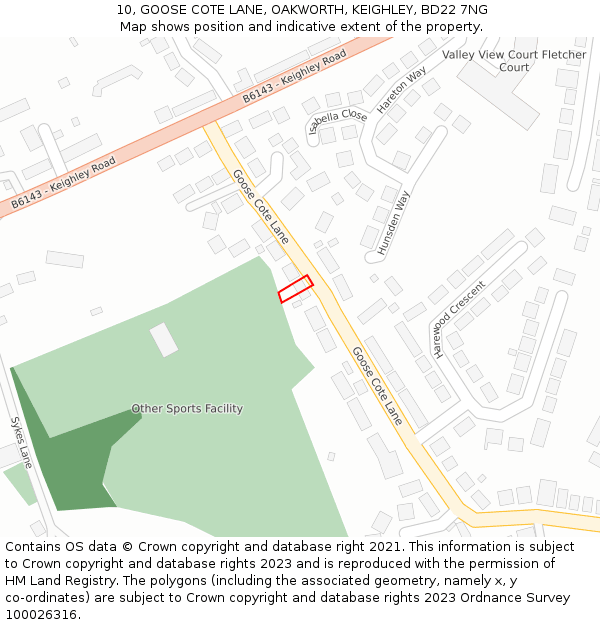 10, GOOSE COTE LANE, OAKWORTH, KEIGHLEY, BD22 7NG: Location map and indicative extent of plot