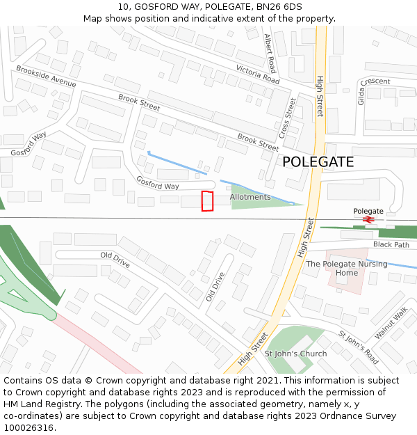 10, GOSFORD WAY, POLEGATE, BN26 6DS: Location map and indicative extent of plot