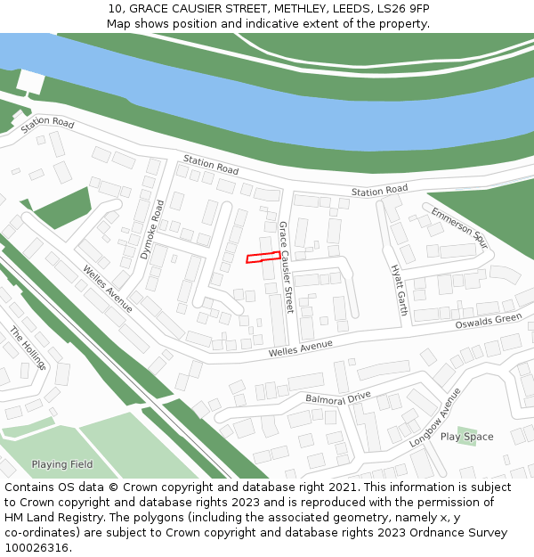 10, GRACE CAUSIER STREET, METHLEY, LEEDS, LS26 9FP: Location map and indicative extent of plot