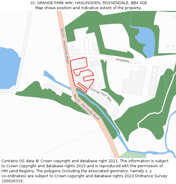 10, GRANGE PARK WAY, HASLINGDEN, ROSSENDALE, BB4 4QE: Location map and indicative extent of plot