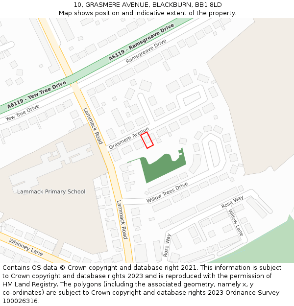 10, GRASMERE AVENUE, BLACKBURN, BB1 8LD: Location map and indicative extent of plot