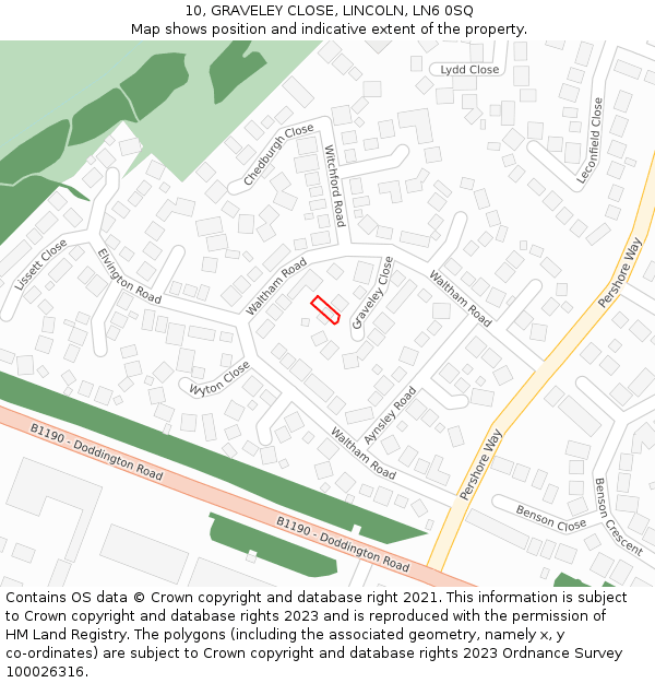 10, GRAVELEY CLOSE, LINCOLN, LN6 0SQ: Location map and indicative extent of plot