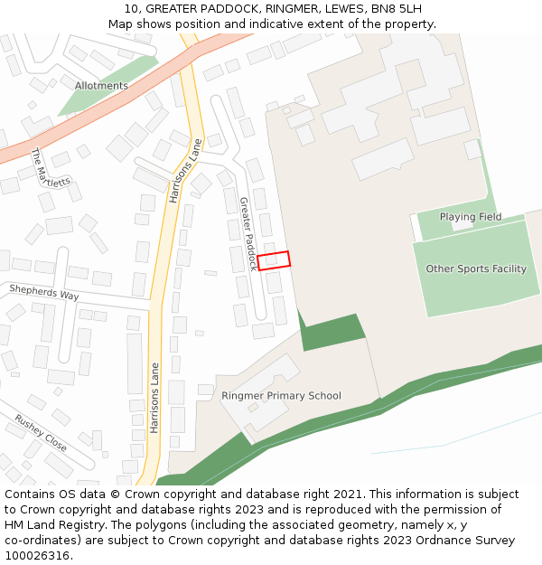 10, GREATER PADDOCK, RINGMER, LEWES, BN8 5LH: Location map and indicative extent of plot