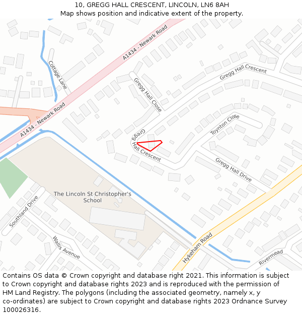 10, GREGG HALL CRESCENT, LINCOLN, LN6 8AH: Location map and indicative extent of plot