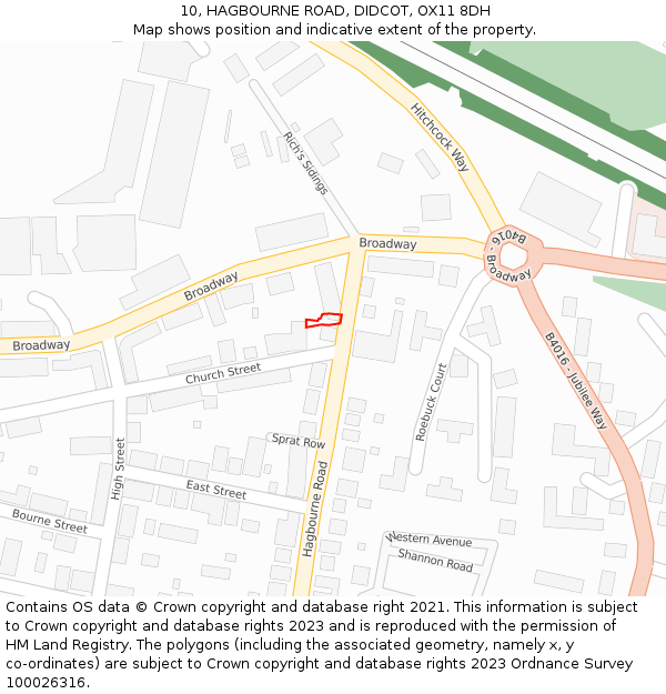 10, HAGBOURNE ROAD, DIDCOT, OX11 8DH: Location map and indicative extent of plot