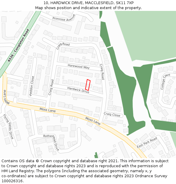 10, HARDWICK DRIVE, MACCLESFIELD, SK11 7XP: Location map and indicative extent of plot