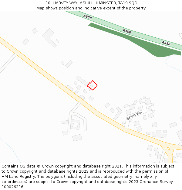 10, HARVEY WAY, ASHILL, ILMINSTER, TA19 9QD: Location map and indicative extent of plot