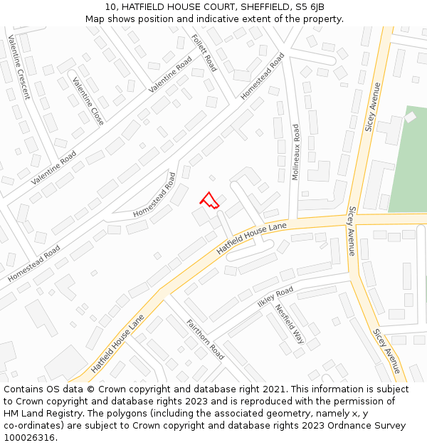 10, HATFIELD HOUSE COURT, SHEFFIELD, S5 6JB: Location map and indicative extent of plot