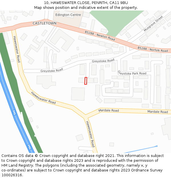 10, HAWESWATER CLOSE, PENRITH, CA11 9BU: Location map and indicative extent of plot