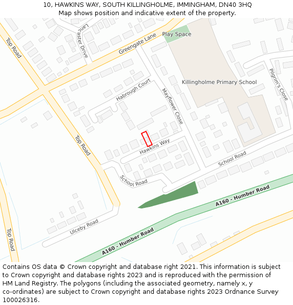 10, HAWKINS WAY, SOUTH KILLINGHOLME, IMMINGHAM, DN40 3HQ: Location map and indicative extent of plot