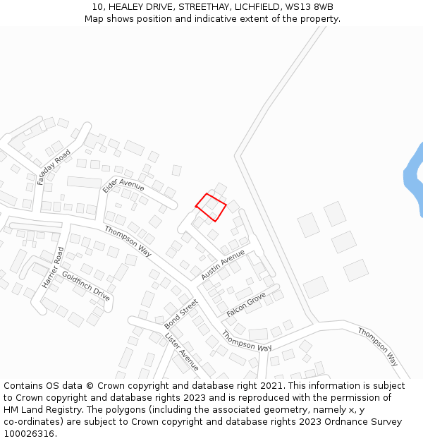 10, HEALEY DRIVE, STREETHAY, LICHFIELD, WS13 8WB: Location map and indicative extent of plot