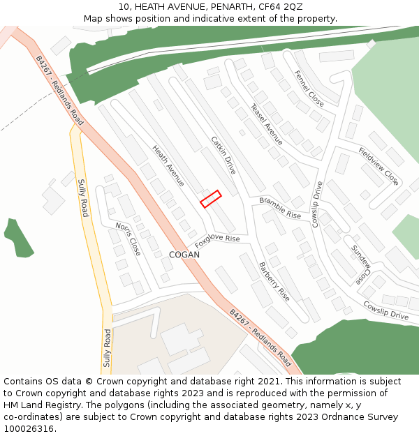 10, HEATH AVENUE, PENARTH, CF64 2QZ: Location map and indicative extent of plot