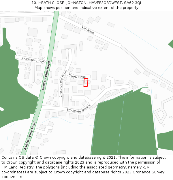 10, HEATH CLOSE, JOHNSTON, HAVERFORDWEST, SA62 3QL: Location map and indicative extent of plot