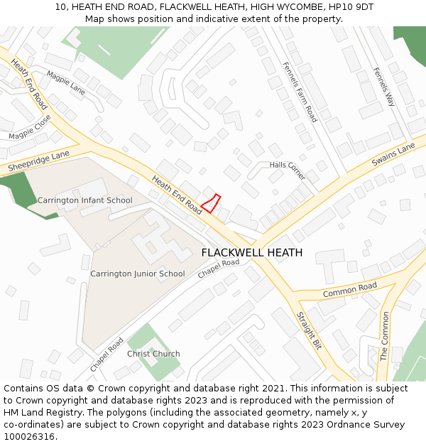 10, HEATH END ROAD, FLACKWELL HEATH, HIGH WYCOMBE, HP10 9DT: Location map and indicative extent of plot