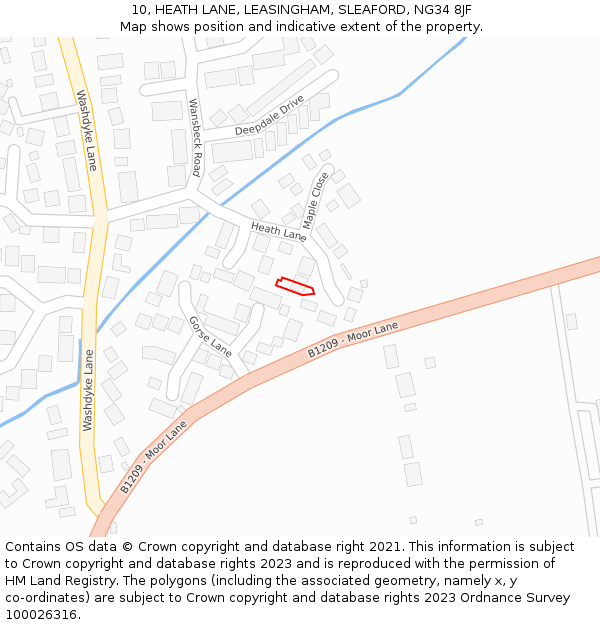 10, HEATH LANE, LEASINGHAM, SLEAFORD, NG34 8JF: Location map and indicative extent of plot