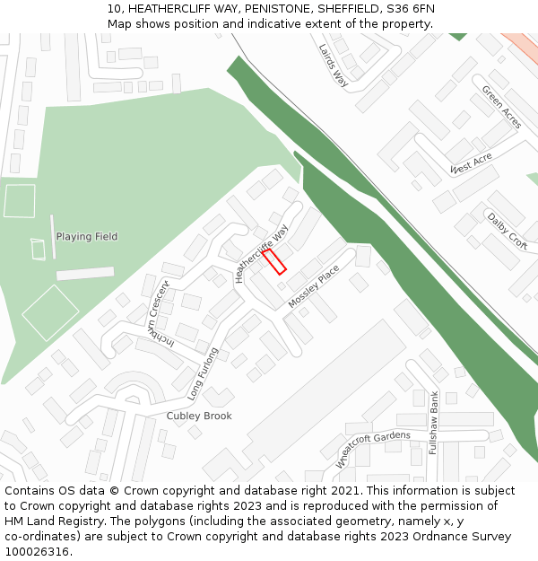 10, HEATHERCLIFF WAY, PENISTONE, SHEFFIELD, S36 6FN: Location map and indicative extent of plot