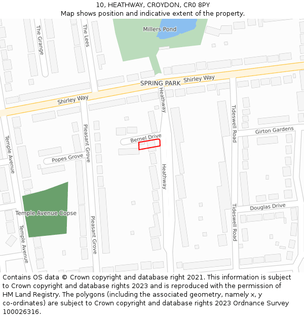 10, HEATHWAY, CROYDON, CR0 8PY: Location map and indicative extent of plot