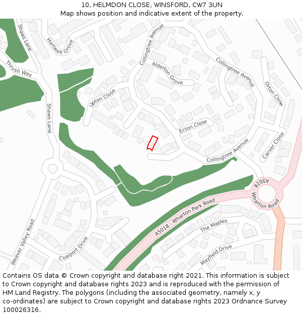 10, HELMDON CLOSE, WINSFORD, CW7 3UN: Location map and indicative extent of plot