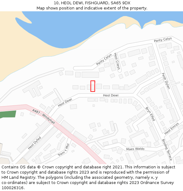 10, HEOL DEWI, FISHGUARD, SA65 9DX: Location map and indicative extent of plot