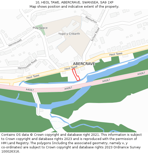 10, HEOL TAWE, ABERCRAVE, SWANSEA, SA9 1XP: Location map and indicative extent of plot