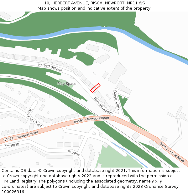 10, HERBERT AVENUE, RISCA, NEWPORT, NP11 6JS: Location map and indicative extent of plot