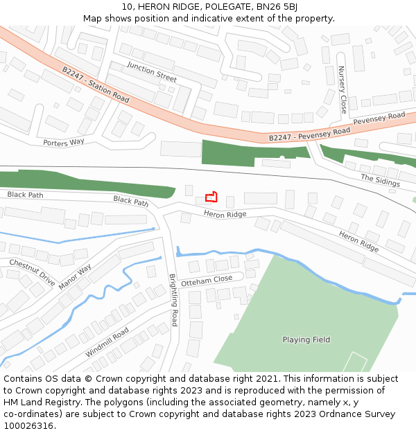 10, HERON RIDGE, POLEGATE, BN26 5BJ: Location map and indicative extent of plot