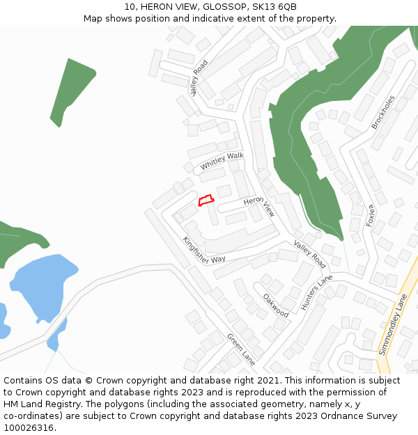 10, HERON VIEW, GLOSSOP, SK13 6QB: Location map and indicative extent of plot