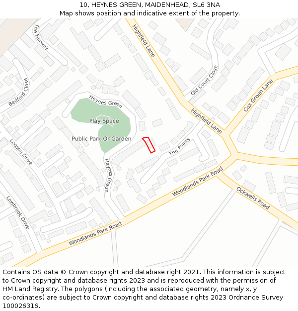 10, HEYNES GREEN, MAIDENHEAD, SL6 3NA: Location map and indicative extent of plot