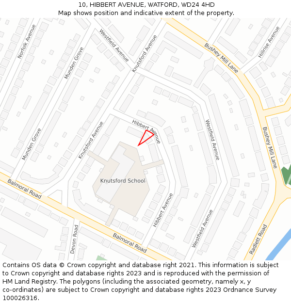 10, HIBBERT AVENUE, WATFORD, WD24 4HD: Location map and indicative extent of plot
