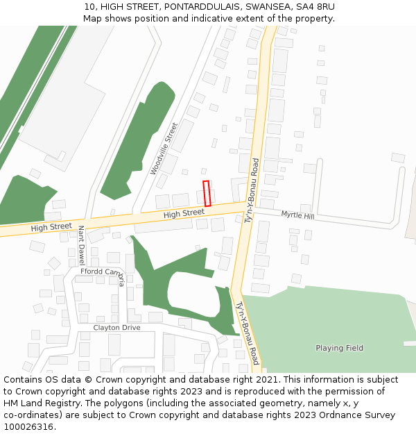 10, HIGH STREET, PONTARDDULAIS, SWANSEA, SA4 8RU: Location map and indicative extent of plot