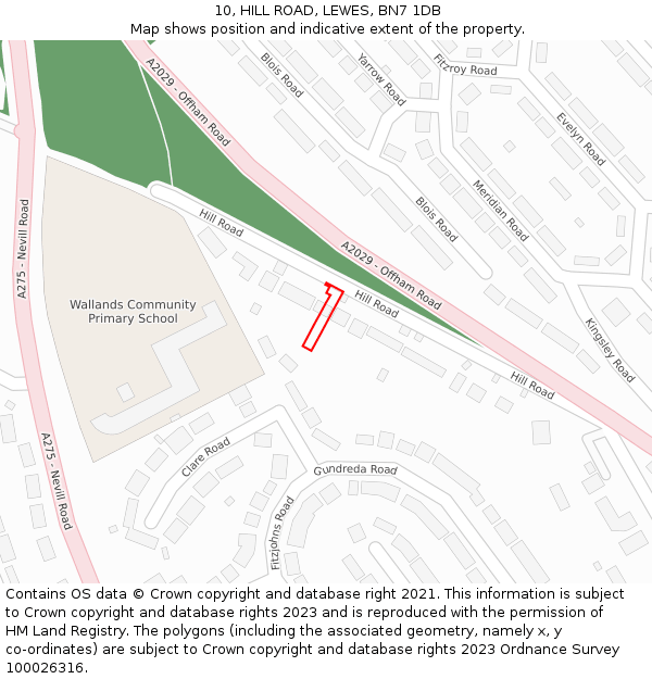 10, HILL ROAD, LEWES, BN7 1DB: Location map and indicative extent of plot