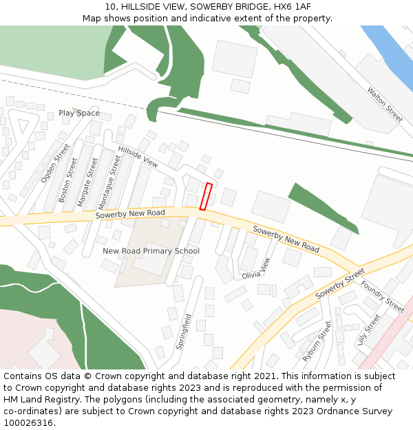 10, HILLSIDE VIEW, SOWERBY BRIDGE, HX6 1AF: Location map and indicative extent of plot