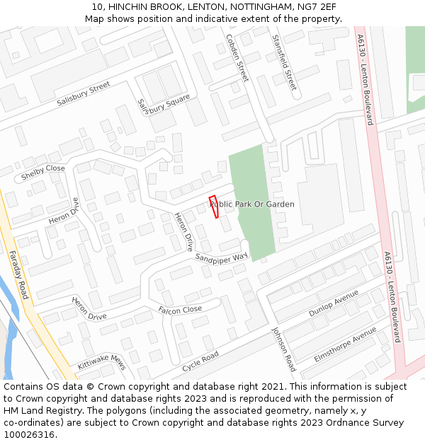 10, HINCHIN BROOK, LENTON, NOTTINGHAM, NG7 2EF: Location map and indicative extent of plot