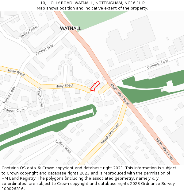 10, HOLLY ROAD, WATNALL, NOTTINGHAM, NG16 1HP: Location map and indicative extent of plot