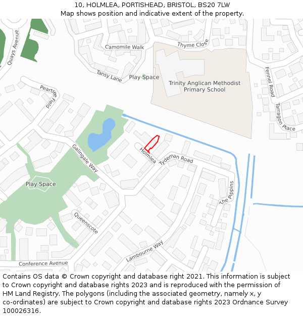 10, HOLMLEA, PORTISHEAD, BRISTOL, BS20 7LW: Location map and indicative extent of plot